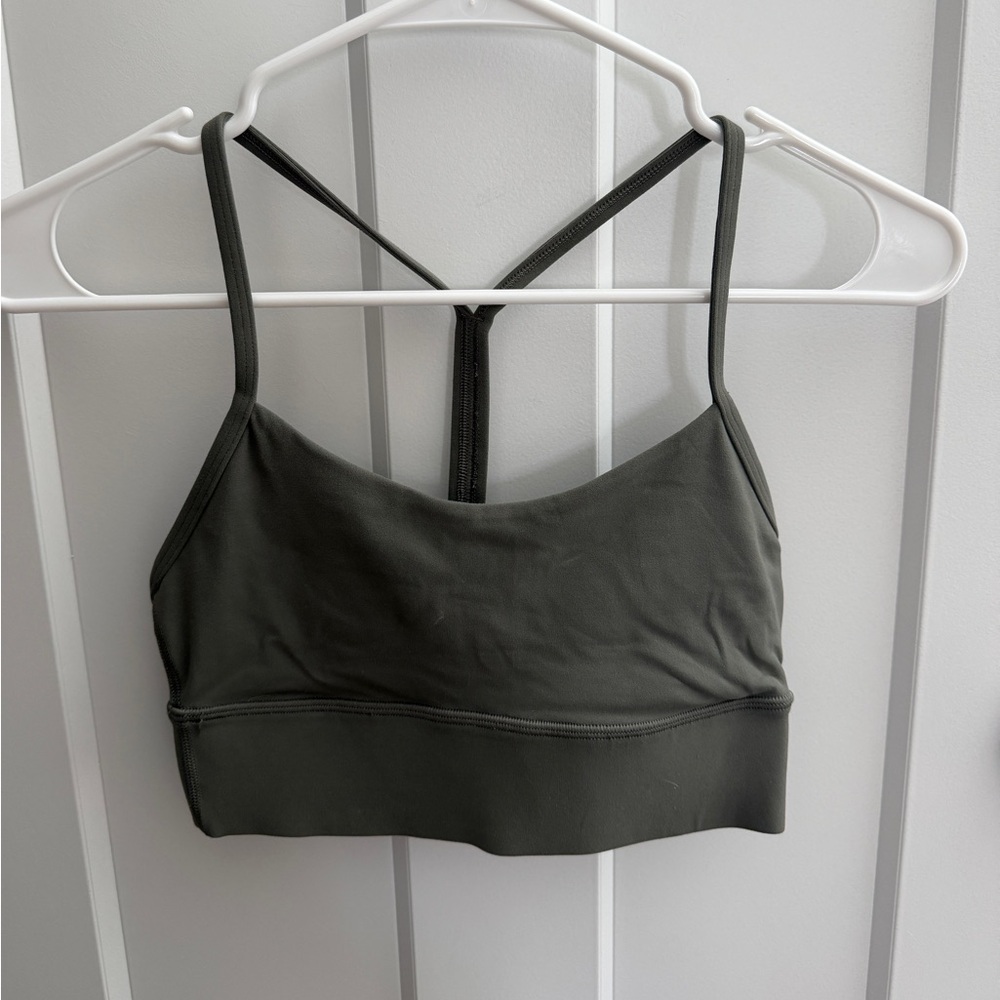 Lululemon Y Flow Long Line Grey/Green Bra. Size 4